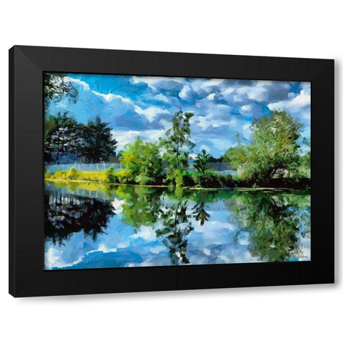 Mirrored Trees in Lake Black Modern Wood Framed Art Print by Medeiros, Celito