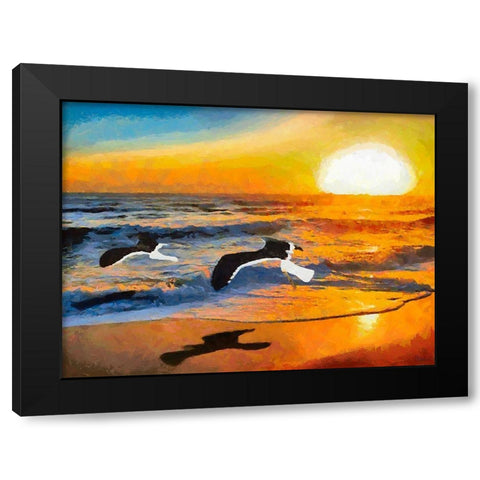 Big Birds by Sunset Black Modern Wood Framed Art Print by Medeiros, Celito