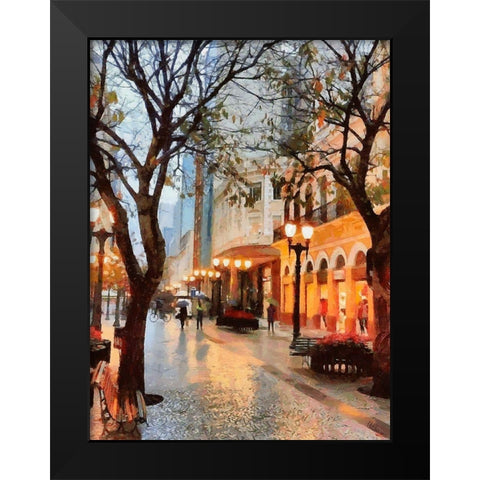 Early Evening in the City Black Modern Wood Framed Art Print by Medeiros, Celito
