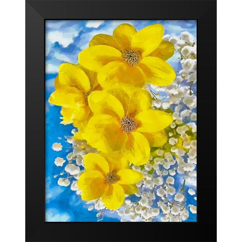 Yellow and White Flowers Black Modern Wood Framed Art Print by Medeiros, Celito