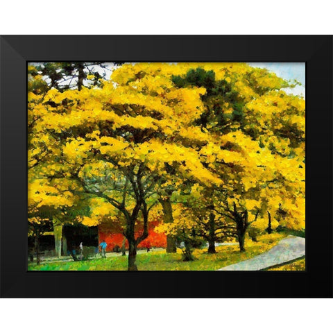 Yellow Trees in the Park Black Modern Wood Framed Art Print by Medeiros, Celito