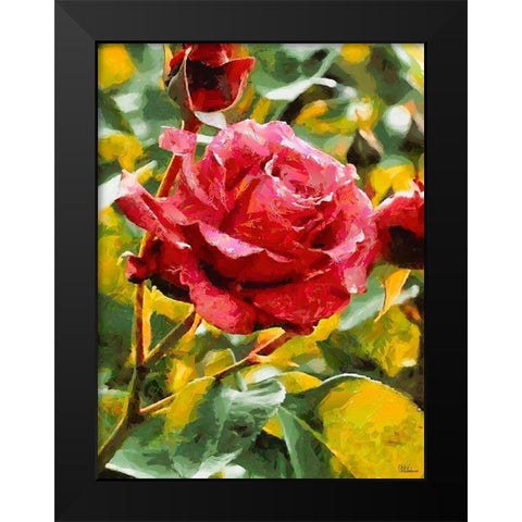 One Red Rose Black Modern Wood Framed Art Print by Medeiros, Celito