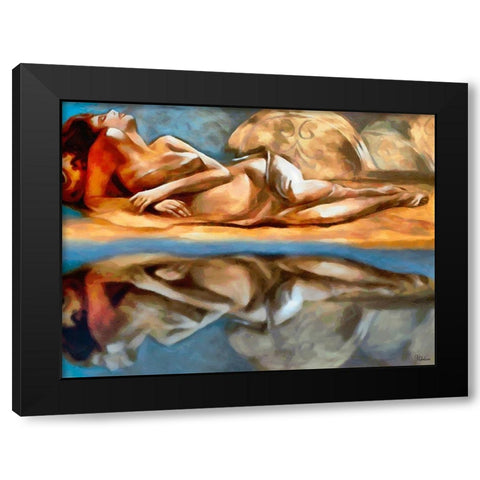 Mirrored Girl Black Modern Wood Framed Art Print by Medeiros, Celito