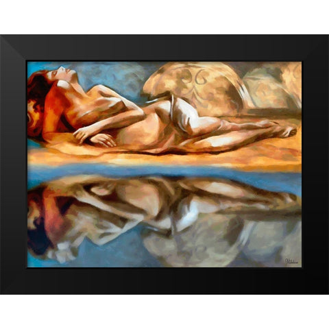 Mirrored Girl Black Modern Wood Framed Art Print by Medeiros, Celito