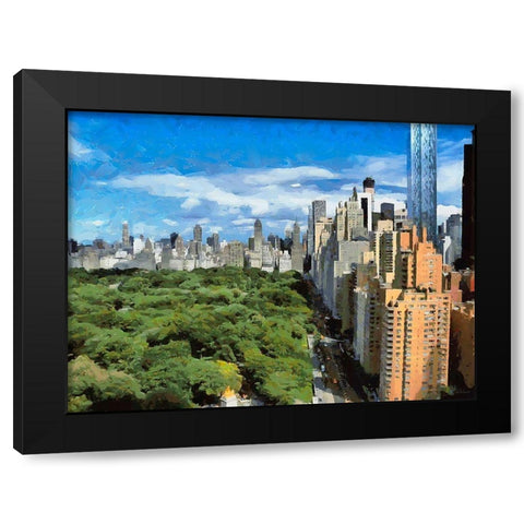 View to the Central Park II Black Modern Wood Framed Art Print by Medeiros, Celito