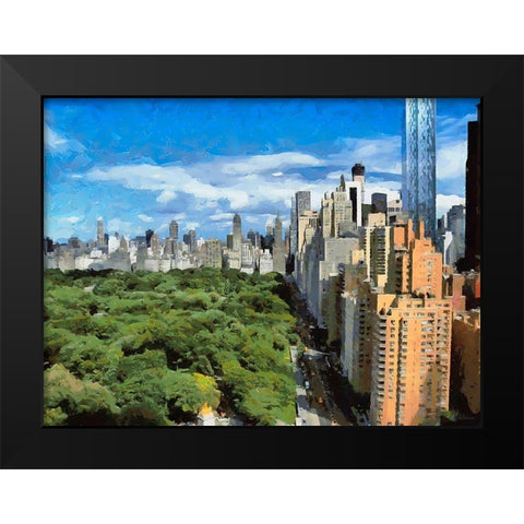 View to the Central Park II Black Modern Wood Framed Art Print by Medeiros, Celito