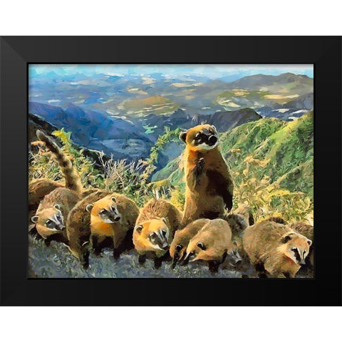 Meeting Black Modern Wood Framed Art Print by Medeiros, Celito