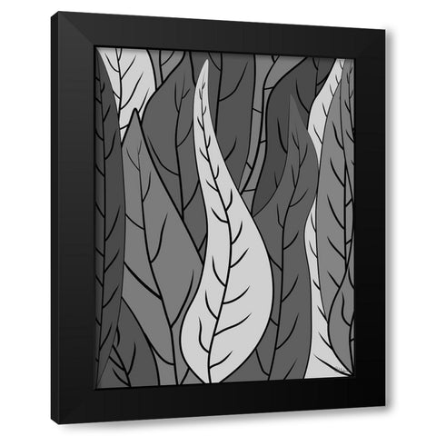 Leaves BW I Black Modern Wood Framed Art Print by Medeiros, Celito