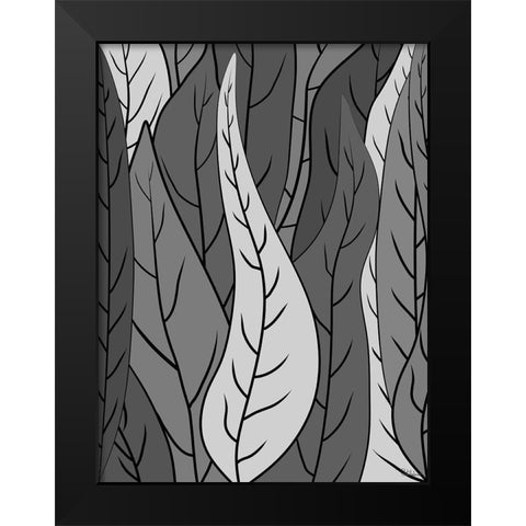 Leaves BW I Black Modern Wood Framed Art Print by Medeiros, Celito
