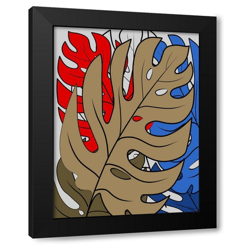 Leaves II Black Modern Wood Framed Art Print by Medeiros, Celito