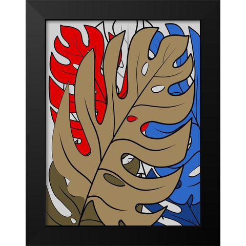 Leaves II Black Modern Wood Framed Art Print by Medeiros, Celito