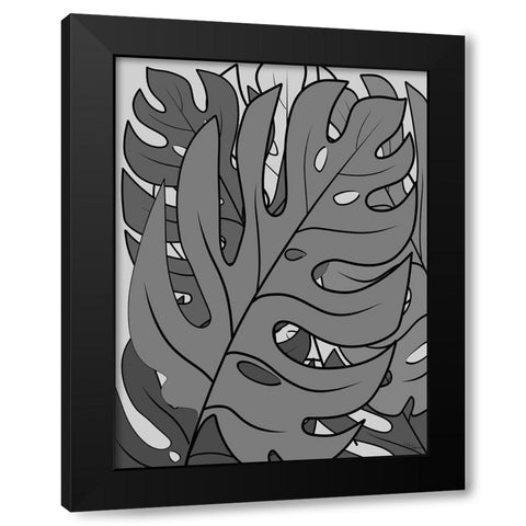 Leaves BW II Black Modern Wood Framed Art Print by Medeiros, Celito
