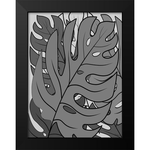 Leaves BW II Black Modern Wood Framed Art Print by Medeiros, Celito