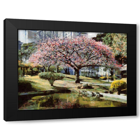 Pink Tree Black Modern Wood Framed Art Print with Double Matting by Medeiros, Celito