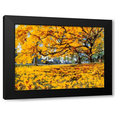 Yellow Tree II Black Modern Wood Framed Art Print by Medeiros, Celito