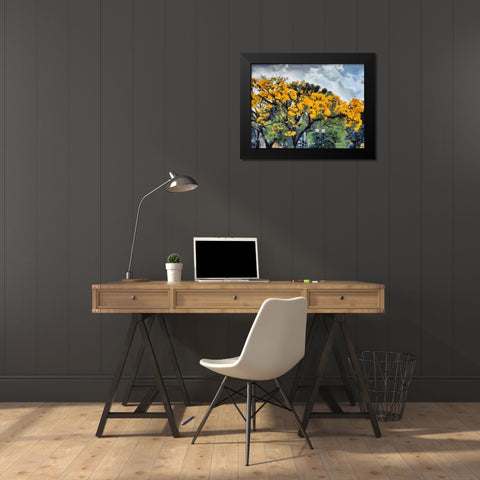 Yellow Tree III Black Modern Wood Framed Art Print by Medeiros, Celito