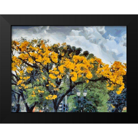 Yellow Tree III Black Modern Wood Framed Art Print by Medeiros, Celito