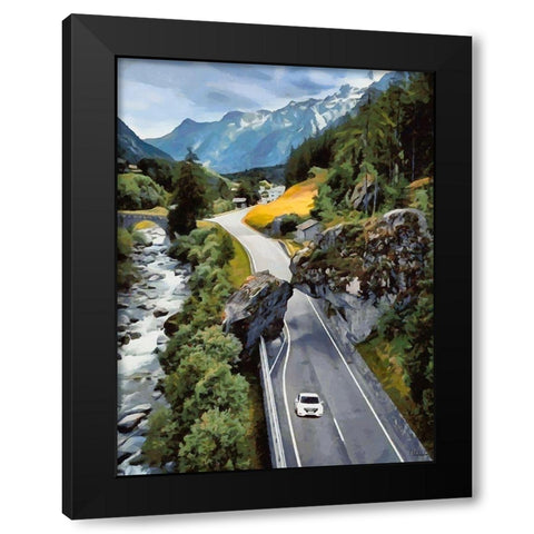 Scenic route with Rocks Black Modern Wood Framed Art Print with Double Matting by Medeiros, Celito