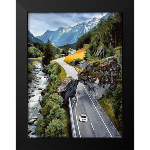 Scenic route with Rocks Black Modern Wood Framed Art Print by Medeiros, Celito