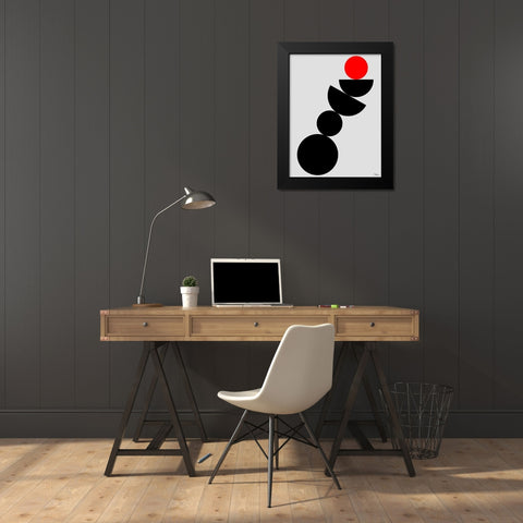 Black, white and Red II Black Modern Wood Framed Art Print by Medeiros, Celito