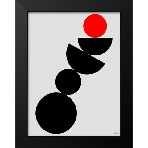 Black, white and Red II Black Modern Wood Framed Art Print by Medeiros, Celito