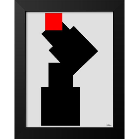 Black, white and Red III Black Modern Wood Framed Art Print by Medeiros, Celito
