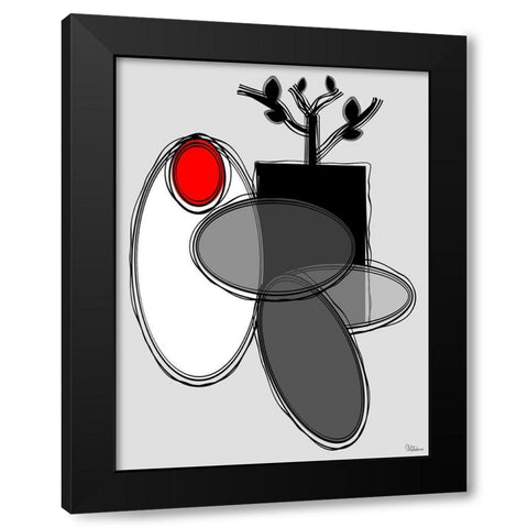Black, white and Red V Black Modern Wood Framed Art Print by Medeiros, Celito