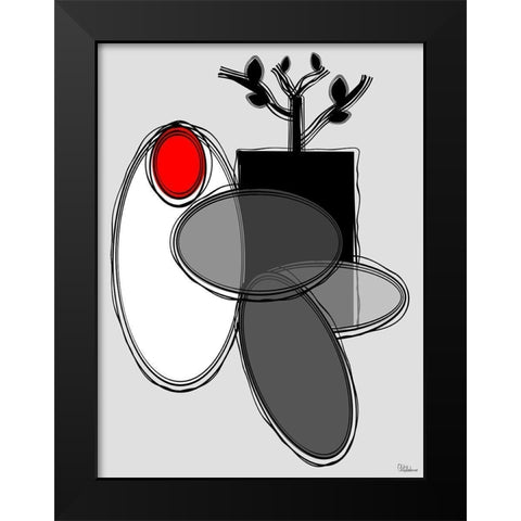 Black, white and Red V Black Modern Wood Framed Art Print by Medeiros, Celito