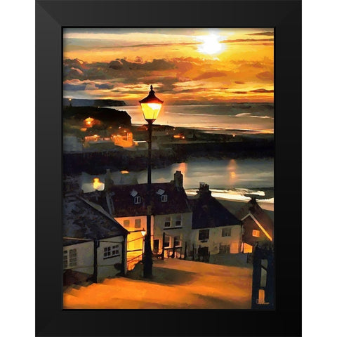 Evening Sun by the Sea Black Modern Wood Framed Art Print by Medeiros, Celito