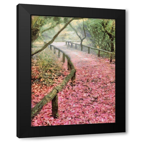 Pink Road Black Modern Wood Framed Art Print by Medeiros, Celito