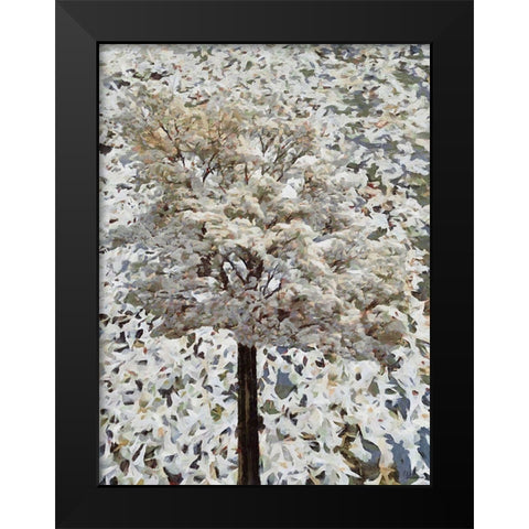 White blooming Tree Black Modern Wood Framed Art Print by Medeiros, Celito