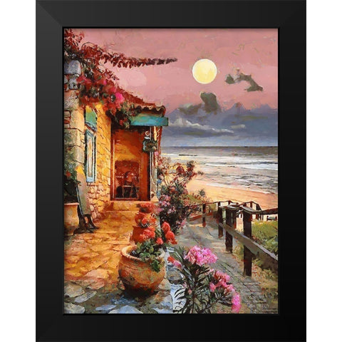 Sunset by the Ocean Black Modern Wood Framed Art Print by Medeiros, Celito
