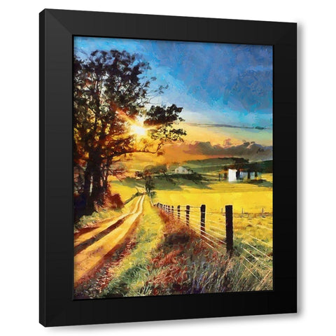 Sunset in the countryside Black Modern Wood Framed Art Print by Medeiros, Celito