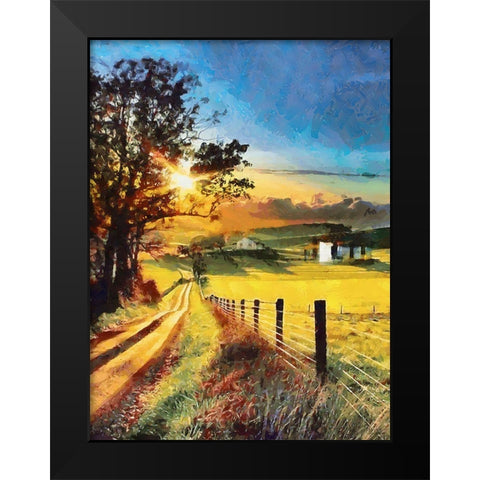 Sunset in the countryside Black Modern Wood Framed Art Print by Medeiros, Celito