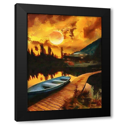 Full Moon over the Lake Black Modern Wood Framed Art Print by Medeiros, Celito