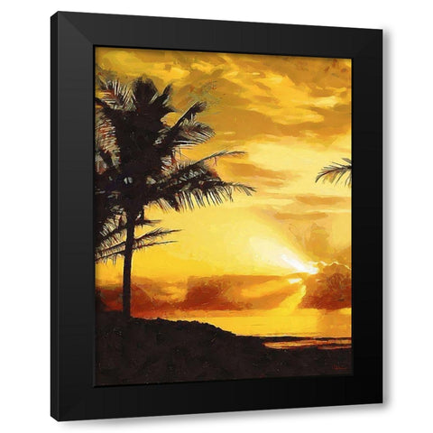 Sunset over the Palms - Diptych A Black Modern Wood Framed Art Print by Medeiros, Celito