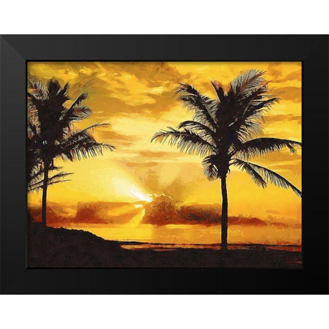 Sunset over the Palms Black Modern Wood Framed Art Print by Medeiros, Celito