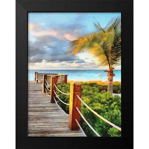 Pier to the Beach - Diptych B Black Modern Wood Framed Art Print by Medeiros, Celito