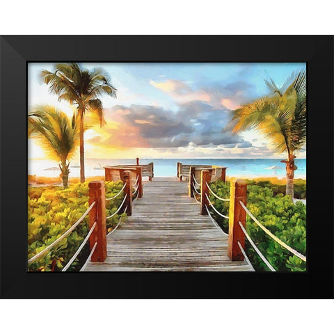 Pier to the Beach Black Modern Wood Framed Art Print by Medeiros, Celito
