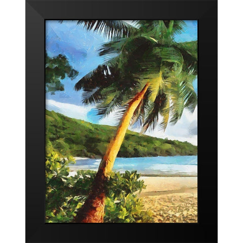 Sea with Palm Beach - Diptych A Black Modern Wood Framed Art Print by Medeiros, Celito