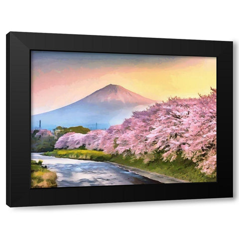 Pink Trees by Fuji Black Modern Wood Framed Art Print with Double Matting by Medeiros, Celito