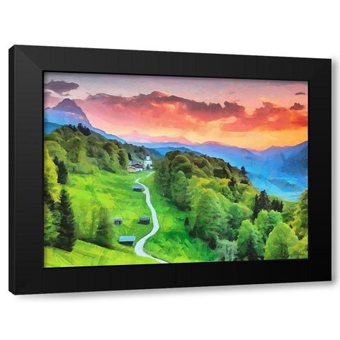 Path in the Mountains Black Modern Wood Framed Art Print with Double Matting by Medeiros, Celito