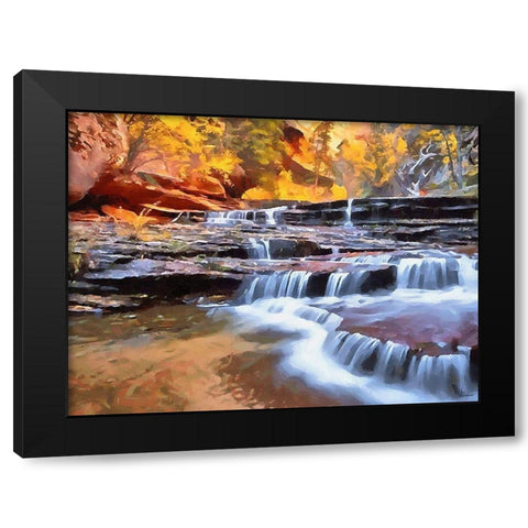 Small Watterfall on the River Black Modern Wood Framed Art Print by Medeiros, Celito
