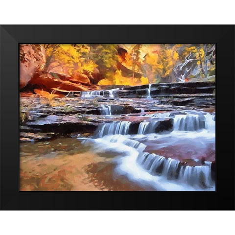 Small Watterfall on the River Black Modern Wood Framed Art Print by Medeiros, Celito