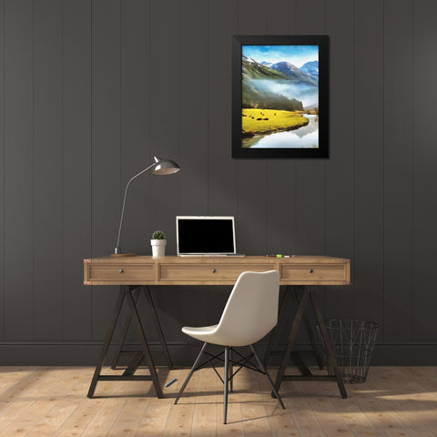 River under the Mountains - Diptych A Black Modern Wood Framed Art Print by Medeiros, Celito
