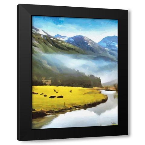 River under the Mountains - Diptych A Black Modern Wood Framed Art Print by Medeiros, Celito