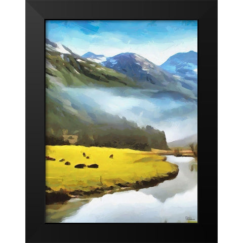 River under the Mountains - Diptych A Black Modern Wood Framed Art Print by Medeiros, Celito