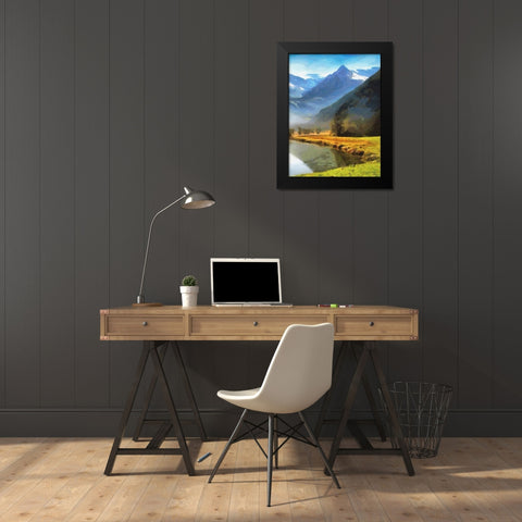 River under the Mountains - Diptych B Black Modern Wood Framed Art Print by Medeiros, Celito