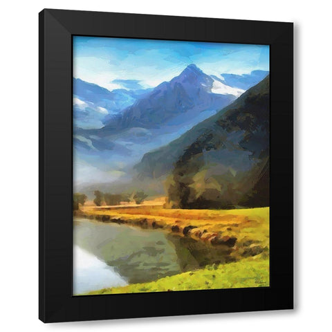 River under the Mountains - Diptych B Black Modern Wood Framed Art Print with Double Matting by Medeiros, Celito