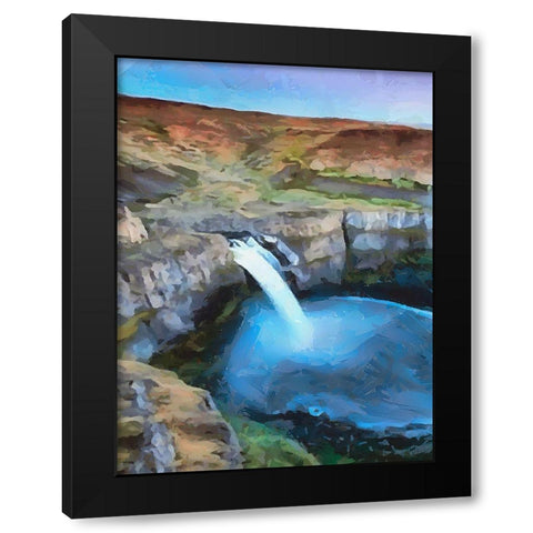 Wattefall on Iceland Black Modern Wood Framed Art Print with Double Matting by Medeiros, Celito